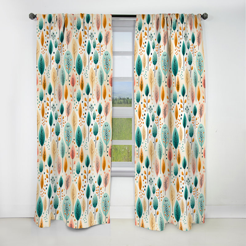 Motif de forêt pastel aux couleurs pastel III - Rideau floral - Rideau occultant floral - 1 panneau, L 52 po x L 95 po