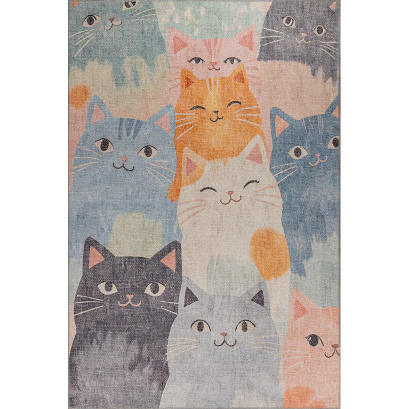 Tapis vert tissé à motif animal vert, Rectangle 3 pi 10 po x 5 pi 3 po