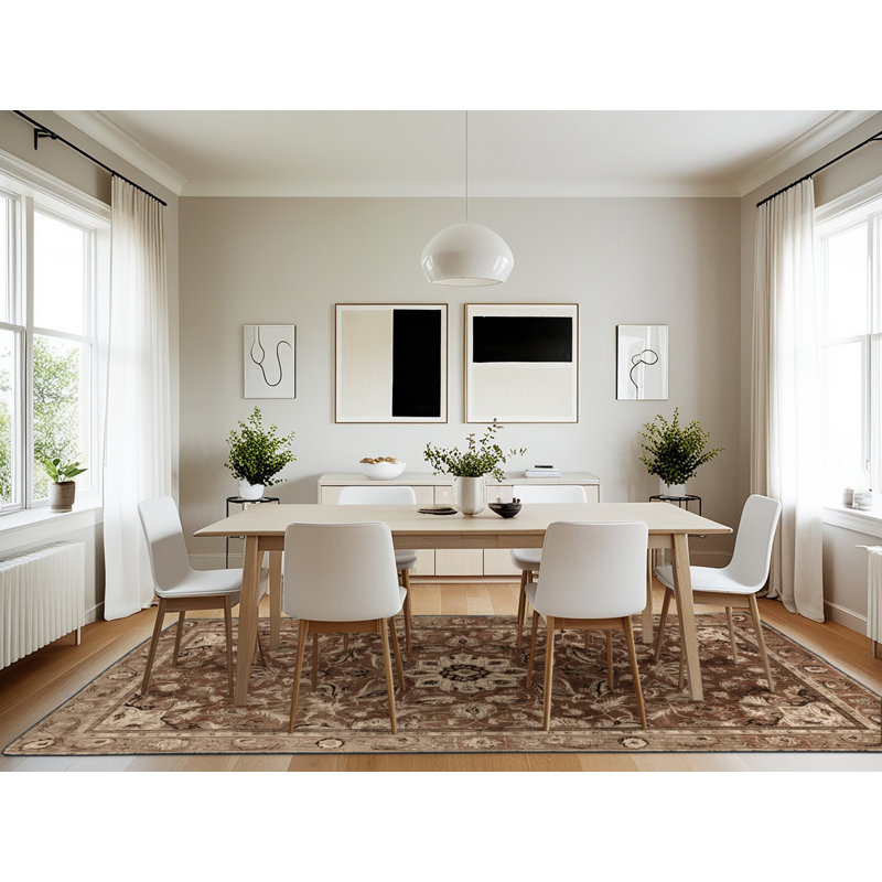 Machine Washable Persian Brown Area Rug, Rectangle 7' x 10'