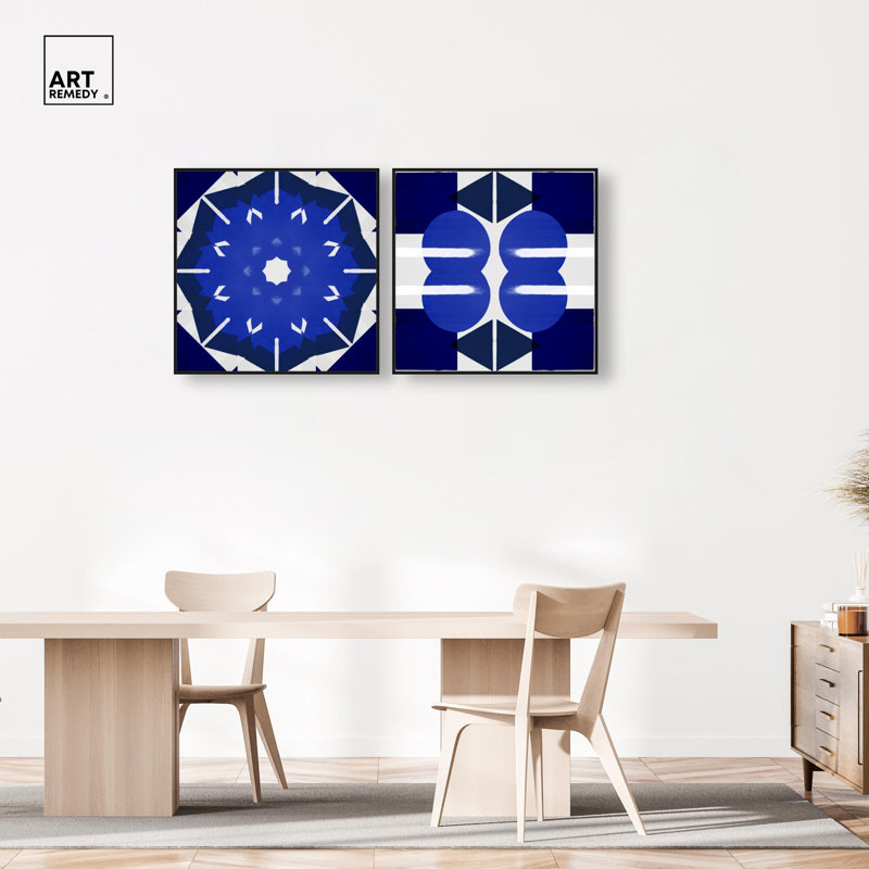 Geometry Studies Diptych Canvas Print Modern Wall Art Set by Art Remedy, Black Frame, 12 x 12, 31" H x 31" W, Black Frame