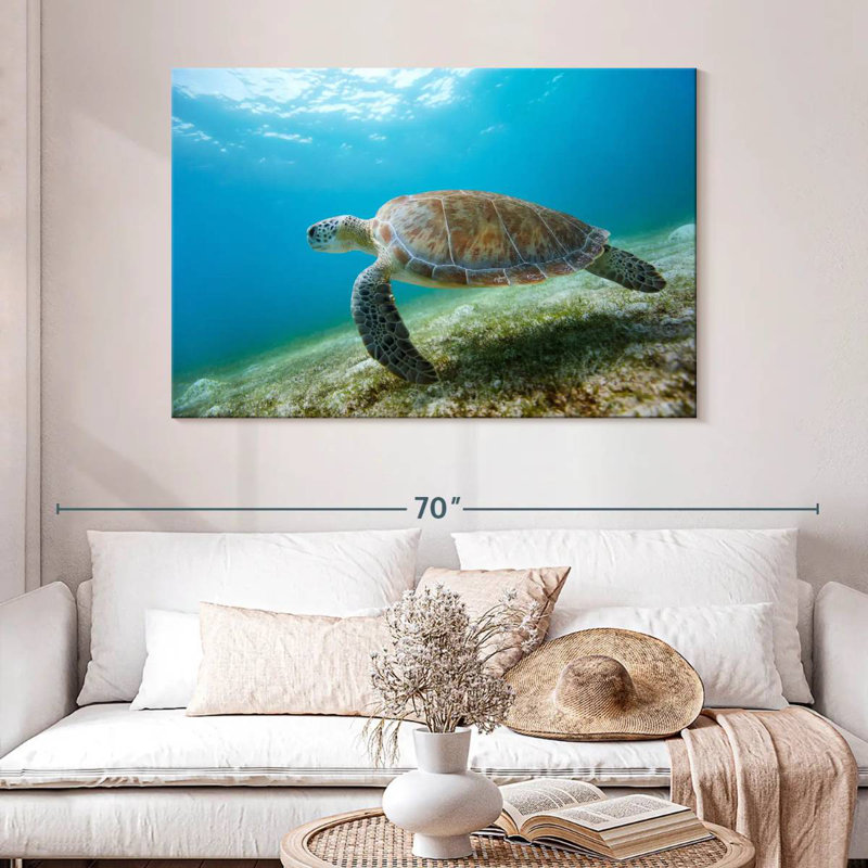 Hawksbill Turtle In Motion, 32" H x 48" W