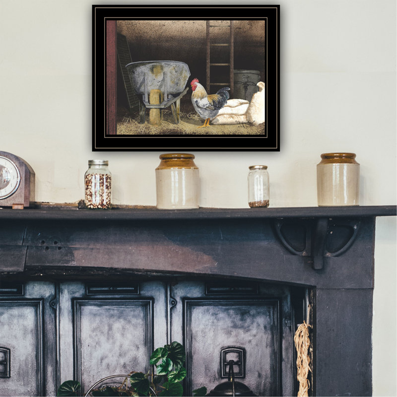 "Poulet" par Billy Jacobs, reproduction encadrée prête à accrocher, cadre noir