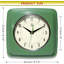 Carré silencieux rétro 9 pouces Mid Century Modern Kitchen Diner Retro horloge murale mouvement à quartz (vert)