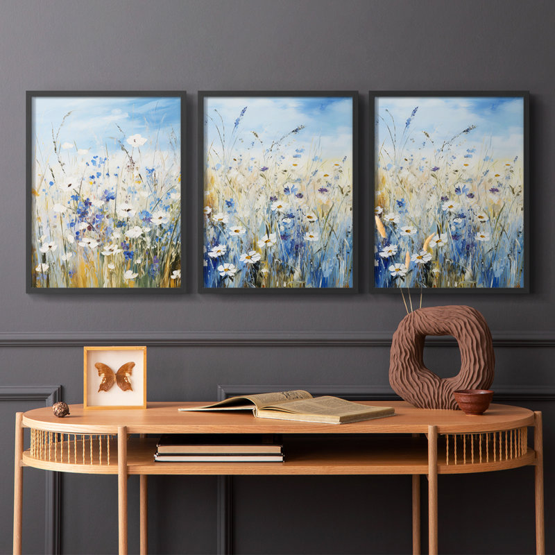 Étude florale, série V, ensemble de 3 estampes numériques, prêt à accrocher, H 28 po x l 22 po, Noir