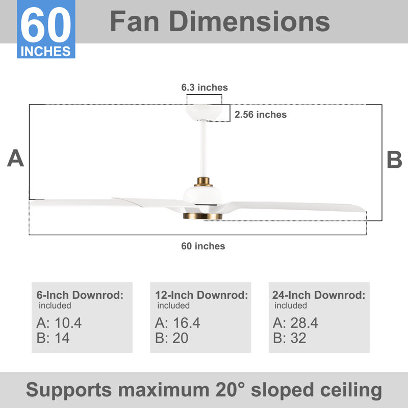 Kaveesh 60'' Ceiling Fan with LED Lights, White