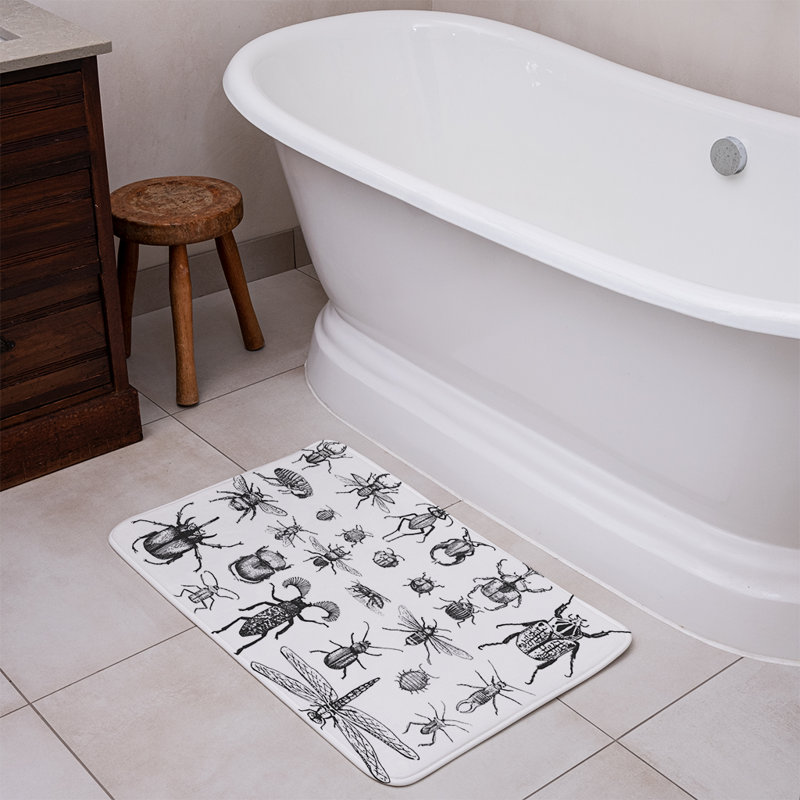 Dorivert Non-Slip Bath Rug, White/Black