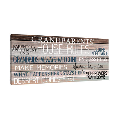 "Grandparents House Rules" Gallery Wrapped Canvas By Kimberly Allen 15006