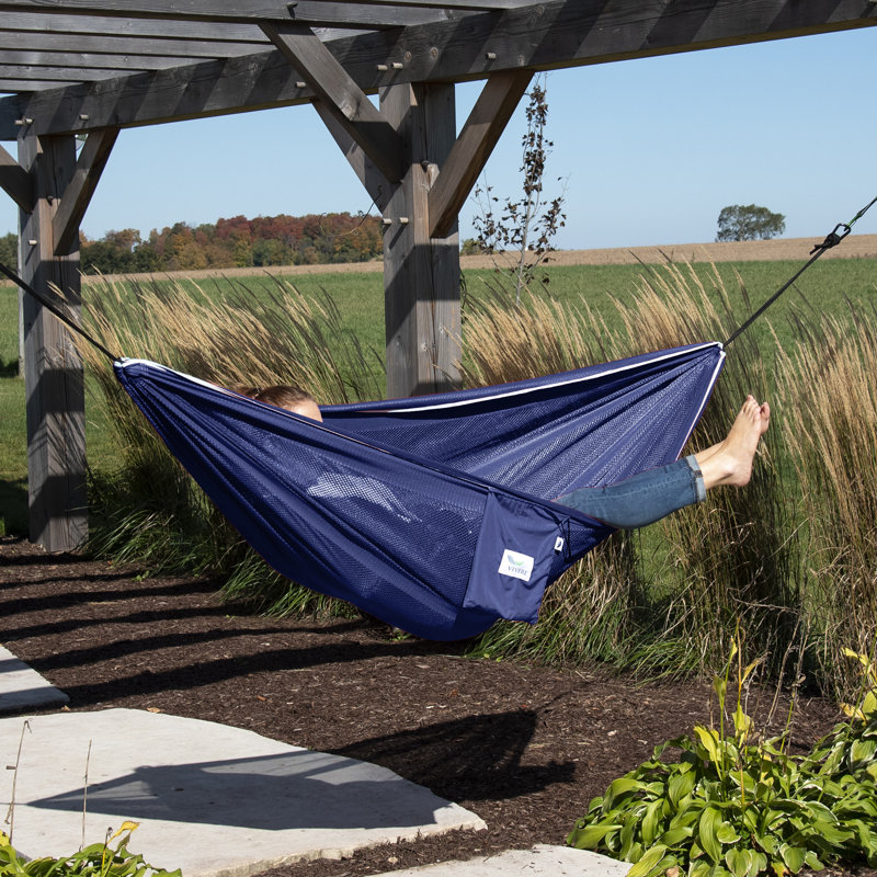 Jaheim Double Hammock, Dark Blue/White