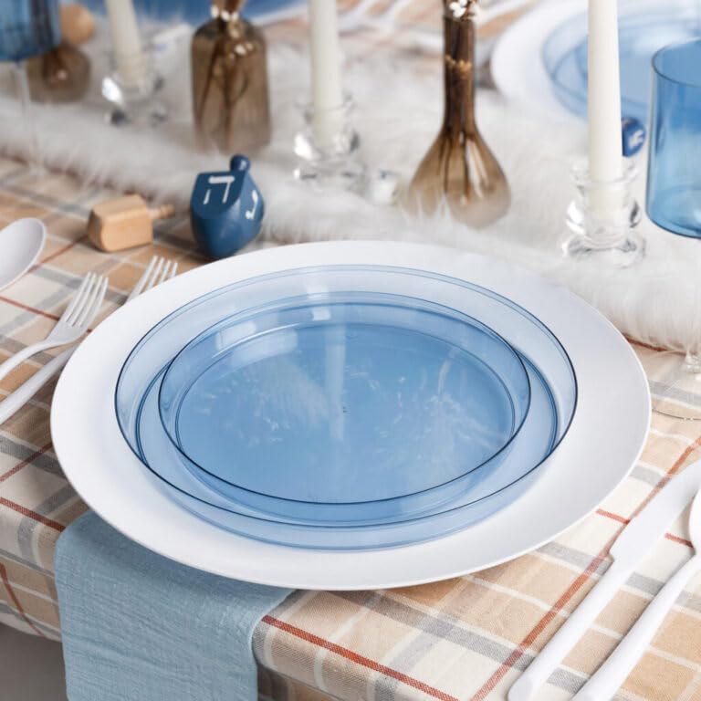 Assiettes en plastique bleu transparent de 10 pouces, 110