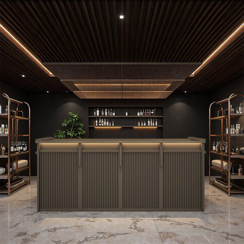 Comptoir de bar au design moderne et Ã©purÃ©, conÃ§u pour les bars, les salons et les Ã©tablissements commerciaux, Noir