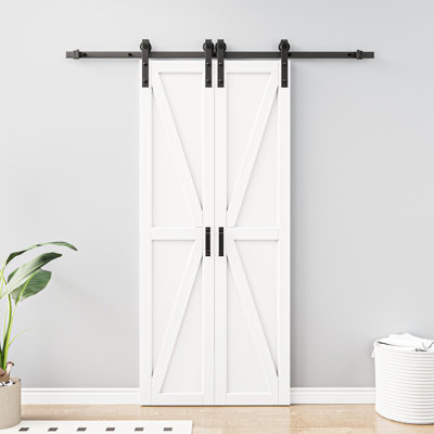Double-K Solid Manufactured Wood Sliding Barn Door With Installation Hardware Kit