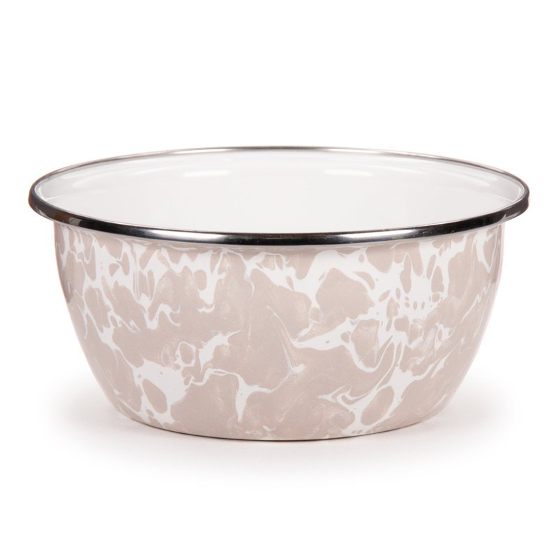Taupe Swirl Enamelware Dining Bowl