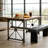 Black-toned storage bench, entryway shoe storage and kitchen dining seating, MDF construction with triangular foot design, 47.28 inch assembled size