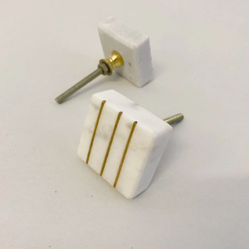 Calvin 5mm Length Square Knob, White