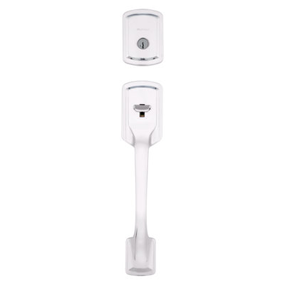 Prague Single Cylinder Exterior Only Handleset featuring SmartKey Security in Polished Chrome