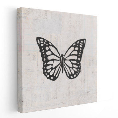 «Butterfly Stamp Black and White», reproduction d'art sur toile