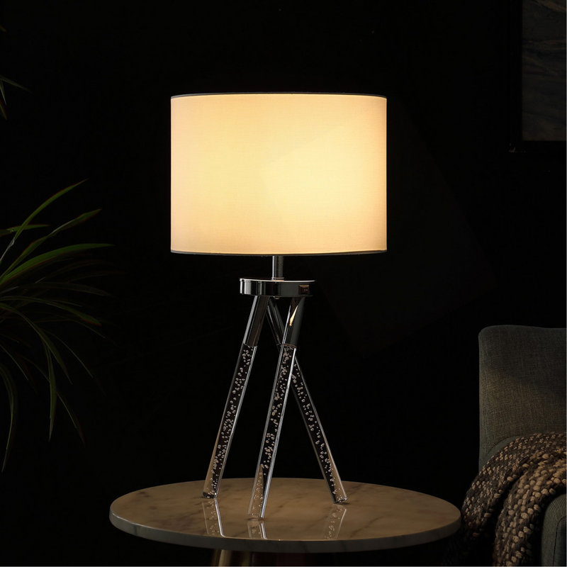 Lampe de table en métal argenté 26,25 po Mid-Century Birgit