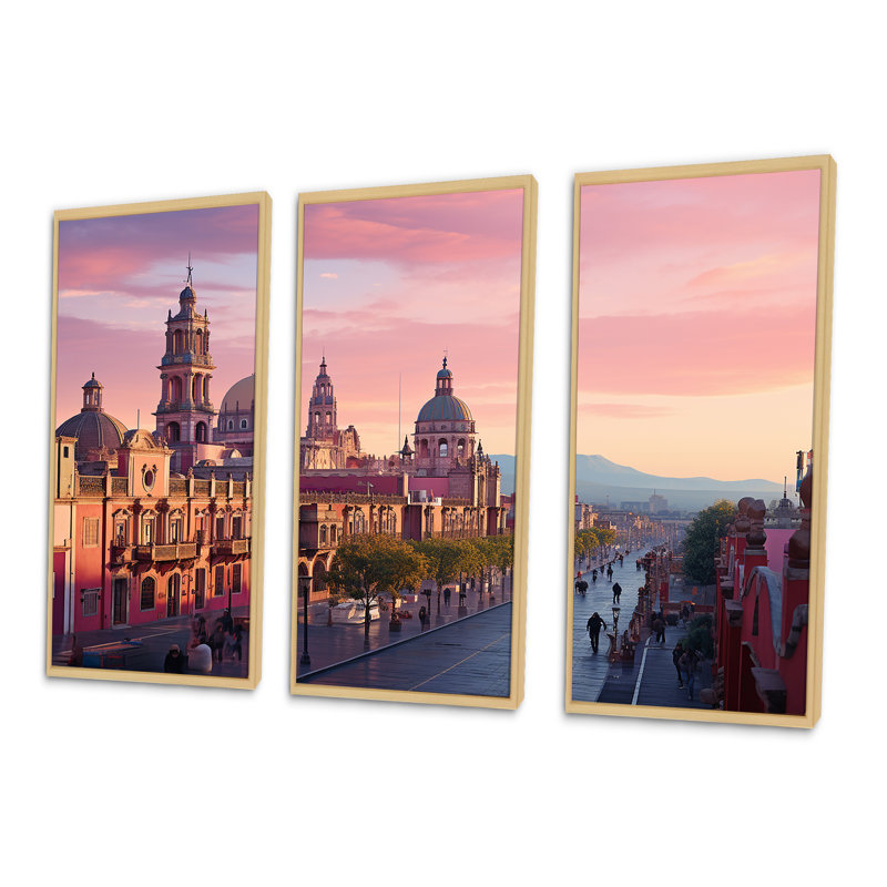 Zocalo, Mexique, paysage, ensemble d'art sur toile, Cadre naturel flottant, H 28 po x l 36 po x P 1 po