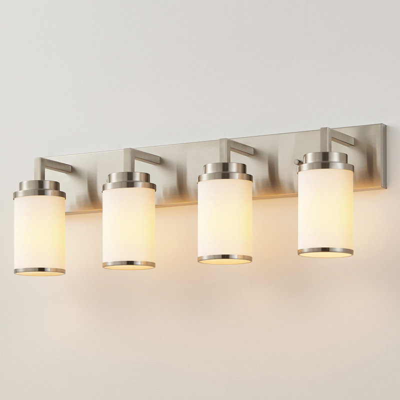 Éclairage de meuble-lavabo transitionnel à intensité variable, Nickel brossé, 4 lumières