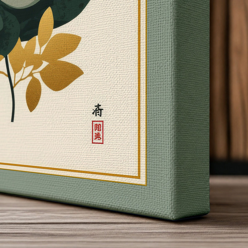 White Lotus Bloom Botanical - Wrapped Canvas, 24x16 - 61.0 x 40.6 cm, Sage Border