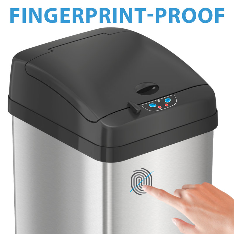 Itouchless 13 Gallon Automatic Sensor Touchless Trash Can With Ac Adapter And Odour Control System Stainless Steel, Extra-wide Lid Opening Kitchen Garbage Bin