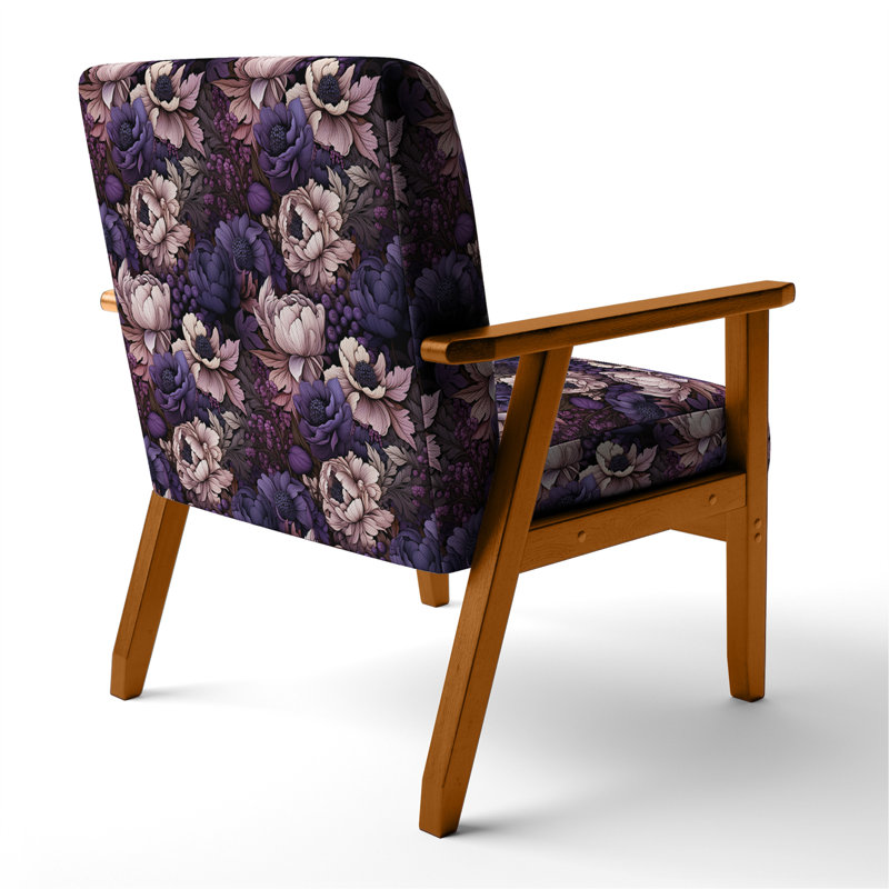 Fauteuil d'appoint rembourré de style gothique Botanicals Moody, Accoudoirs carrés bruns