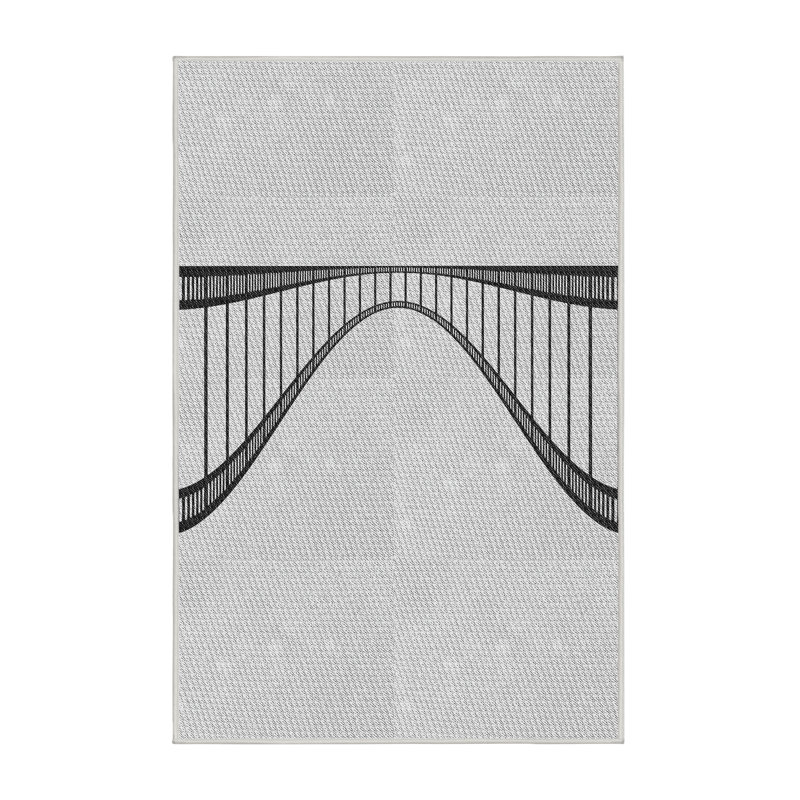 Tapis gris/zone noire à motifs, Rectangle 4 pi x 6 pi
