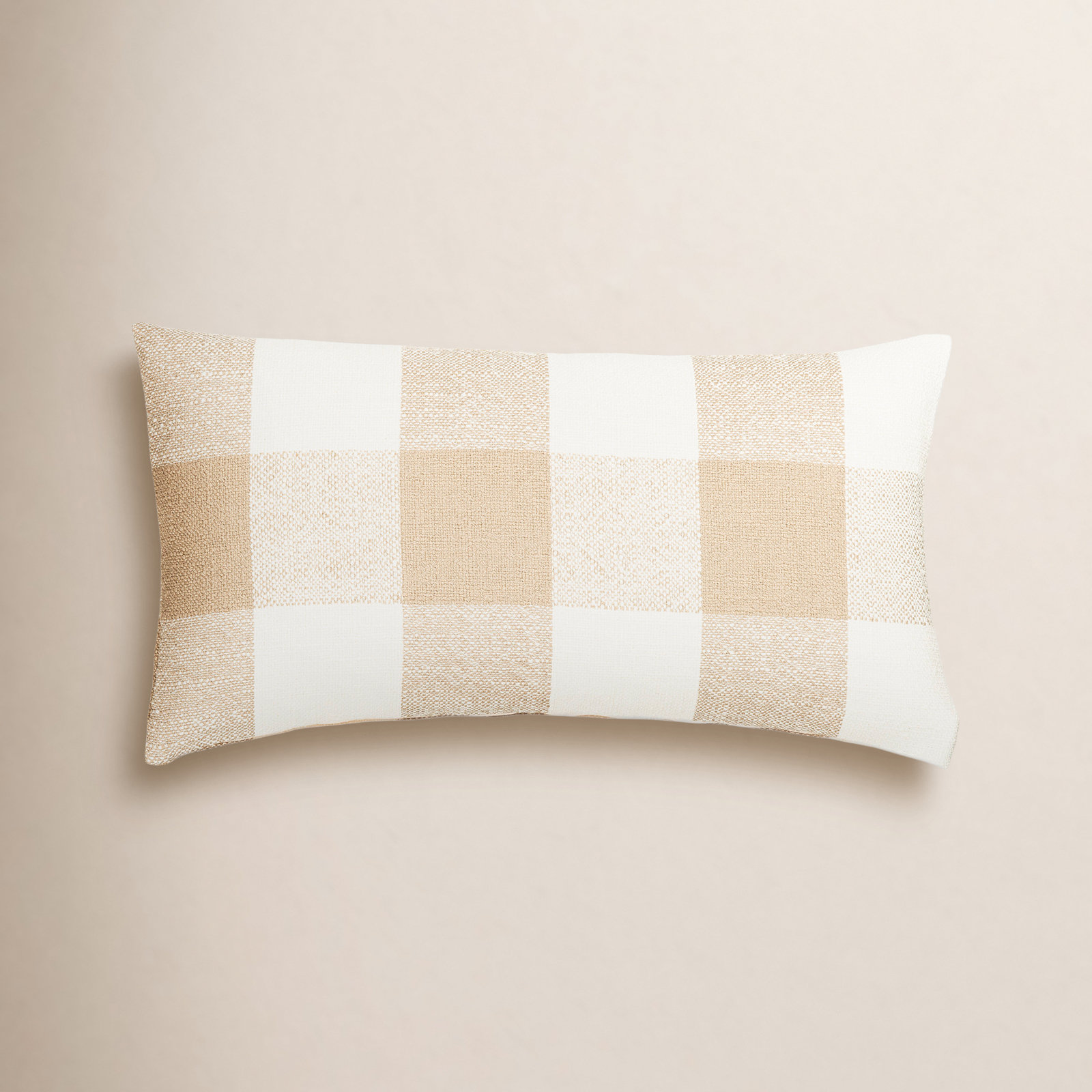 26" x 14" Throw Pillow, Feather, Brown Checkered