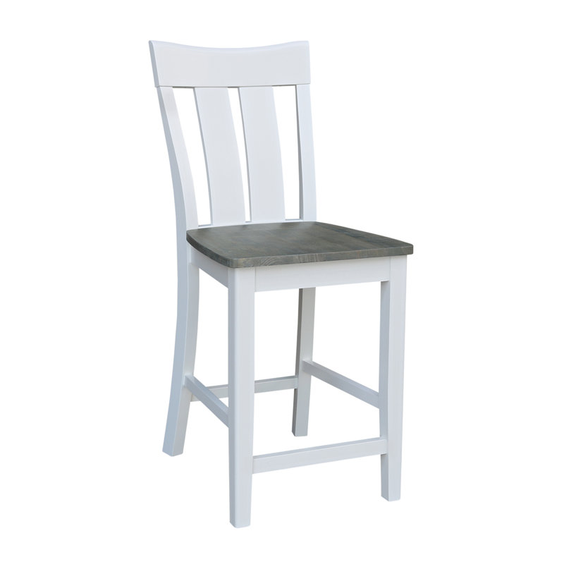 Tabouret de bar à hauteur de comptoir Hermelinda, Blanc / gris bruyère