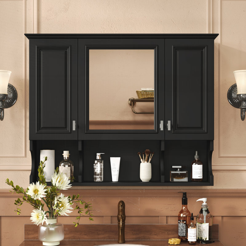 Pharmacie murale de salle de bain 35 po x 28 po, Noir