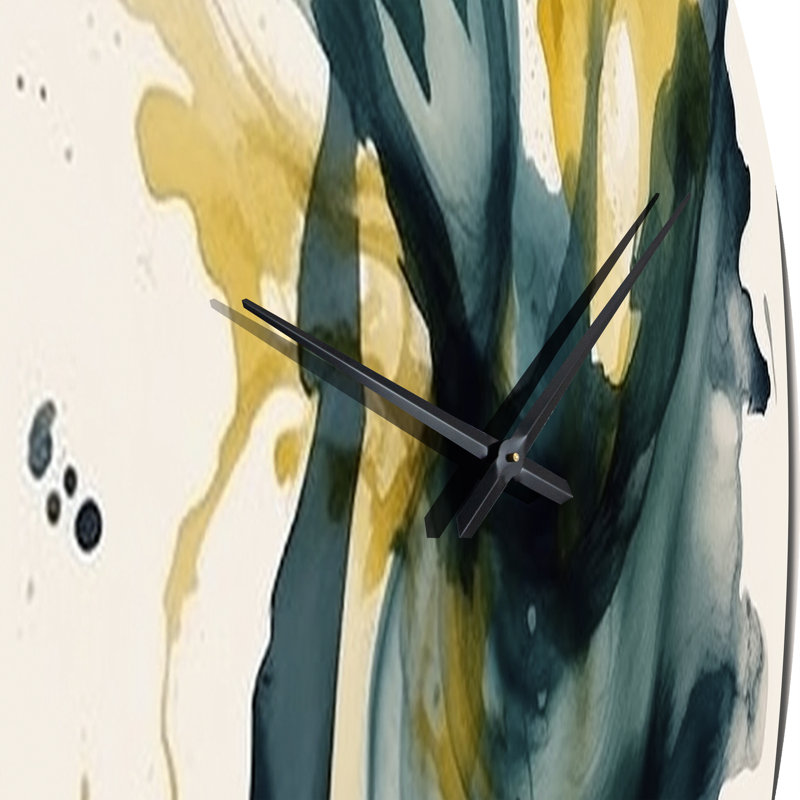 Horloge murale en métal foncé foncé et doré, Moyenne