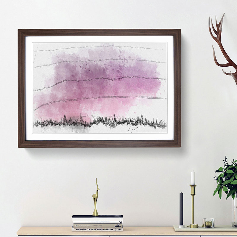 Sunset in Itaici Brazil in Abstract - Picture Frame Graphic Art Print, 48cm H x 65cm W x 2cm D, Walnut Framed