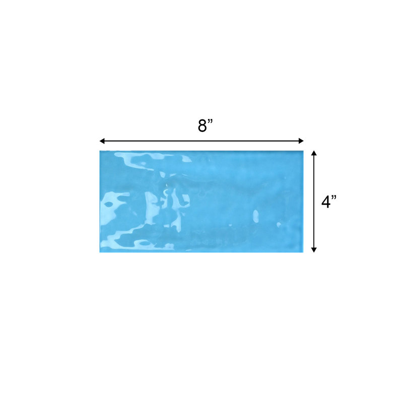 Jade 4" x 8" Subway Wall Tile, Azure Blue 