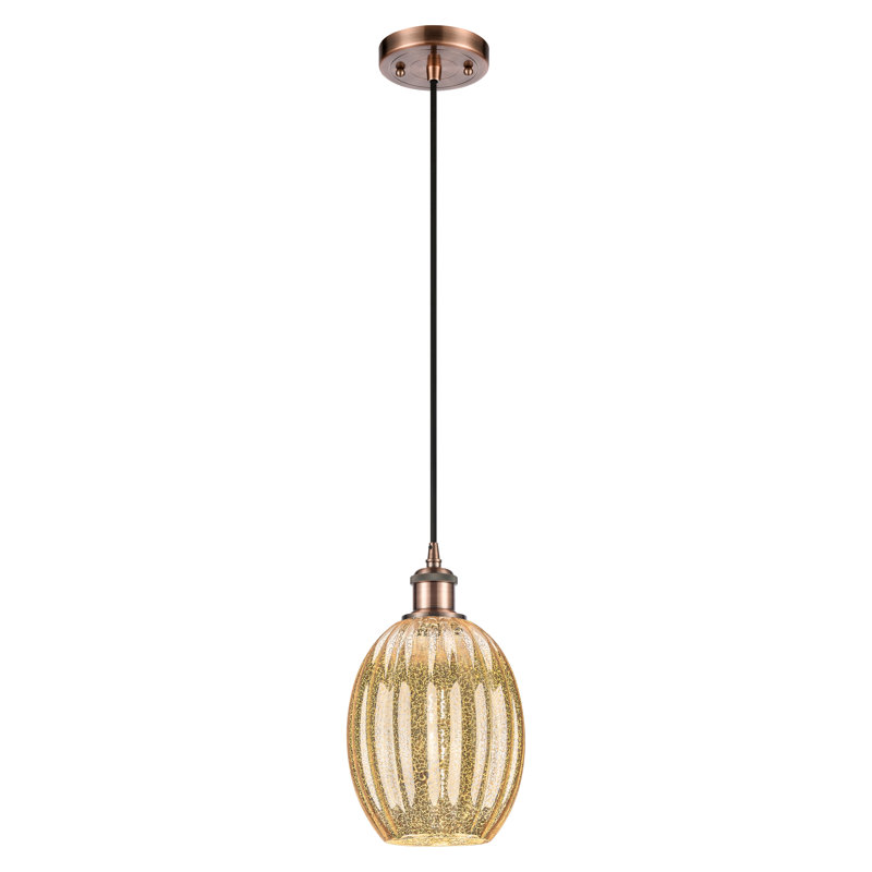 Mini-luminaire suspendu à cordon 1 ampoule Ballston - Alyette, Mercure, Cuivre antique