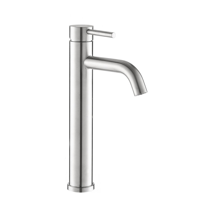 Modern Tall Single Handle Bathroom Faucet, Brushed Nickel