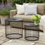 Ensemble de 2 tables d'appoint gigognes à énergie solaire, tables d'appoint circulaires modernes avec lumières solaires, tables décoratives de style cage en grillage métallique, convenant à une utilisation intérieure, extérieure, cour, salon, balcon et jardin.