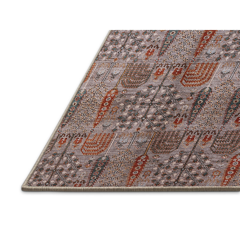 Tapis rouge / gris Southwestern, Rectangle 5 pi x 7 pi