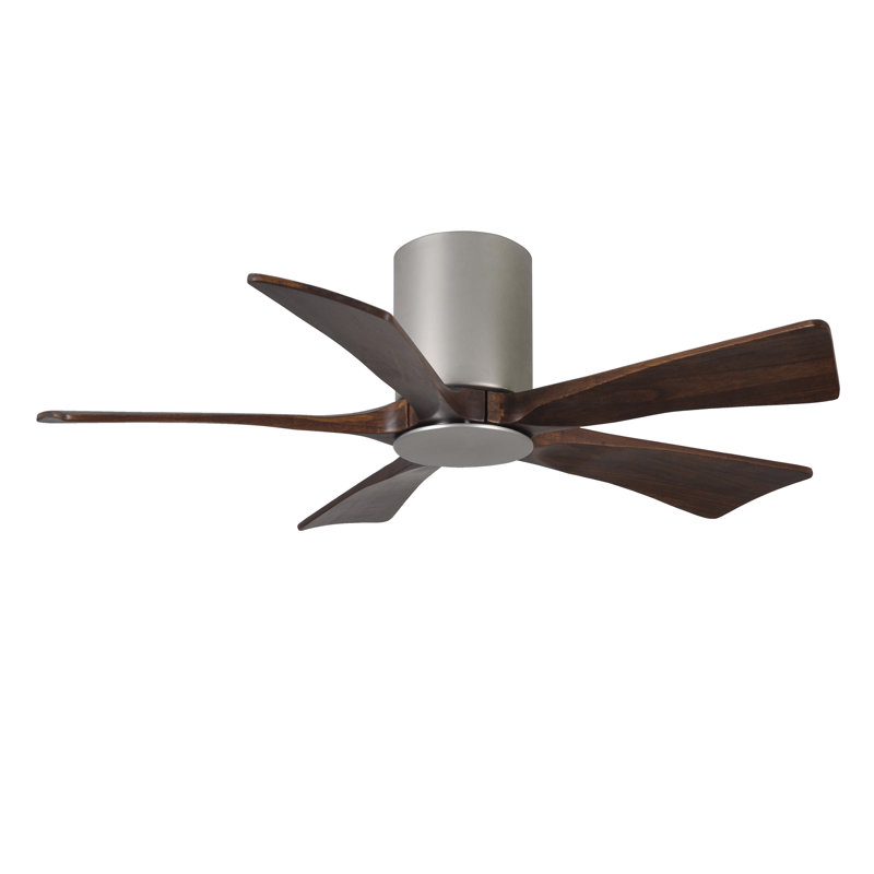 Irene Flushmount Light Kit 5 Blade LED Ceiling Fan, Brushed Nickel, Walnut Tone, 42"