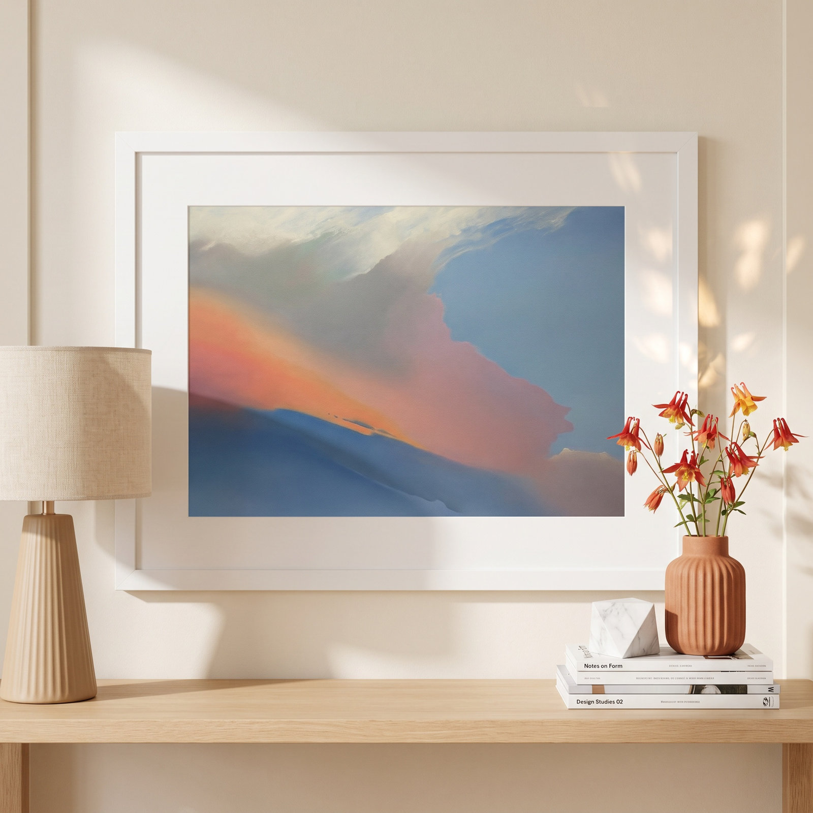 Gulfstream Clouds Print by Cap Pannell, 26.12" H x 33.12" W x 0.88" D, White Framed Paper