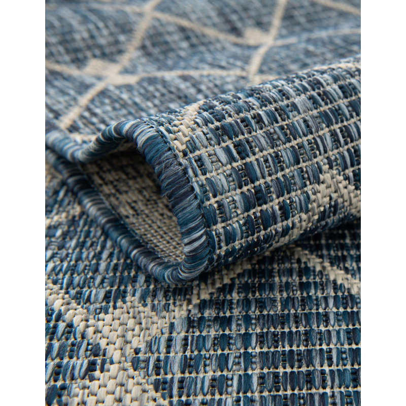Innsbrook Southwestern Power Loom Teal Indoor/Outdoor Area Rug, Octagon 5'3" x 5'3"