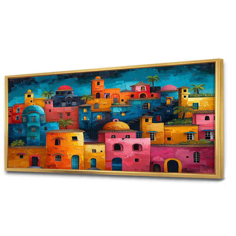 Leclerc - salon d'art mural City Buildings, Toile avec cadre flottant or, H 28 po x l 60 po x P 1,5 po