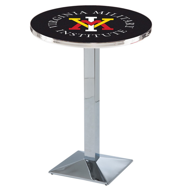 Round Metal Base Dining Table, Chrome, Virginia Military Institute
