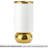 10" White Ceramic Vase With Round Polished Gold Base