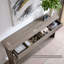 Console de 160 cm avec 2 tiroirs, idéale pour l'entrée, le salon, le corridor ou le hall d'entrée, ou à placer derrière un canapé.-523489579