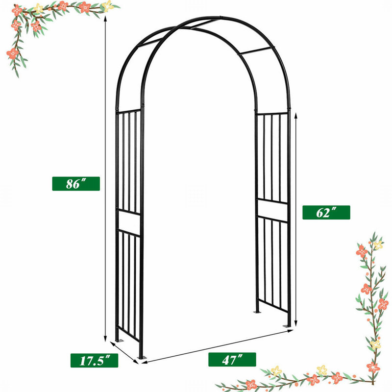 Aston-Jay  47'' W x 86'' H Garden Decoration Climbing Steel Plants Arch,Black