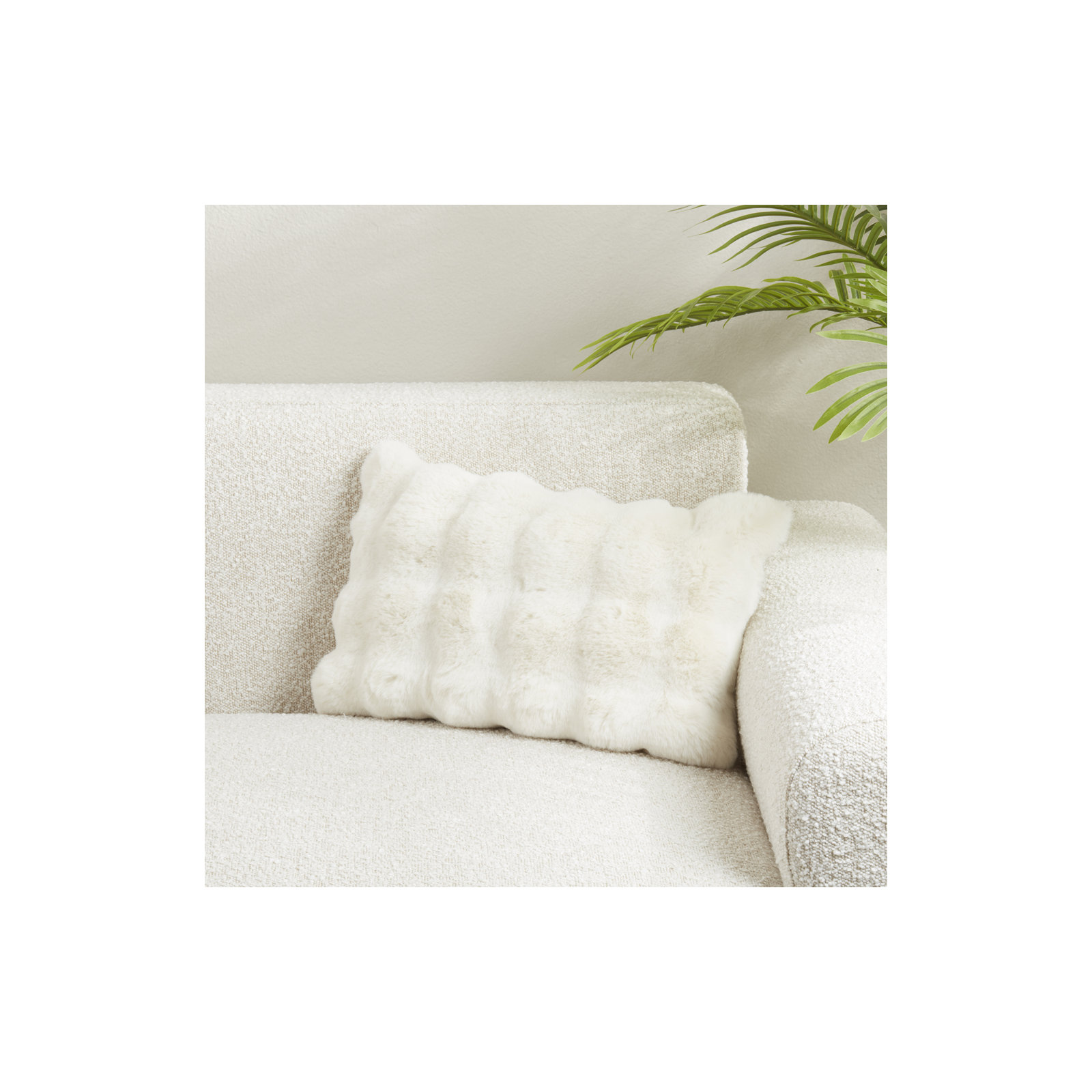 Cozy Bubble Faux Fur Pillow Cover, Ivory, No Insert, Rectangle 12" H x 20" W