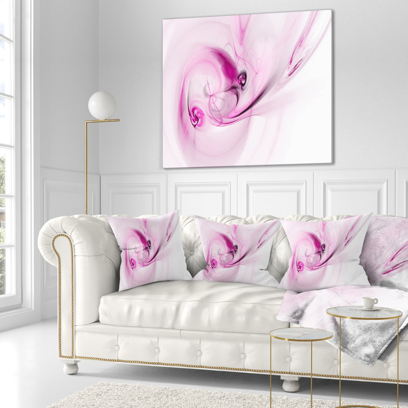 Spirale nébuleuse espace magenta - coussin abstrait imprimé, 18 po x 18 po, Mauve, Carré