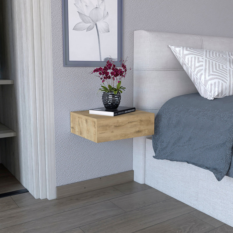 Floating Nightstand , End Table, Side Table Wall-Mounted With Drawer, Beige