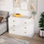 Commode à langer avec 6 tiroirs, commode à langer avec prises de courant, commode pour bébé avec plateau à langer, commode à langer avec matelas à langer doux et plateau amovible, blanc