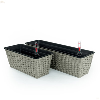 Ensemble de 2 pots de fleurs style urne carré tissé pour un décor intérieur et extérieur naturel